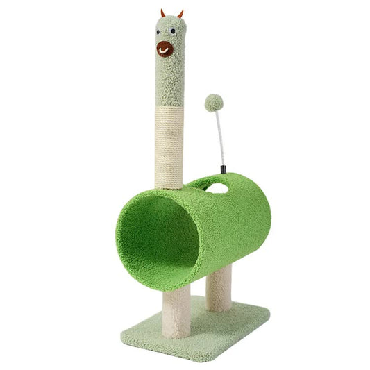 Interactive Cat Tunnel & Scratching Post with Spring Toy - Cozy Playtime for Kittens green 35*23*71cm