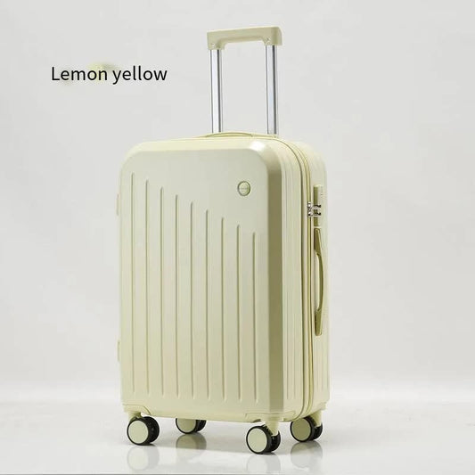 Smart Carry-On Luggage with Cup Holder & USB Charging Port - Yellow Color Spinner Suitcase for Travel Convenience  20 inch