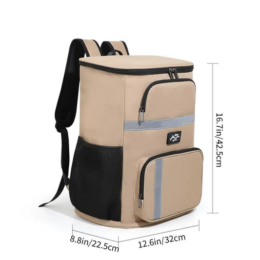 Insulated Cooler Backpack - Portable Outdoor Picnic and Beverage Bag with Bottle Opener (Khaki)