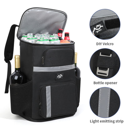 Insulated Cooler Backpack - Portable Outdoor Picnic and Beverage Bag with Bottle Opener (Navy blue)