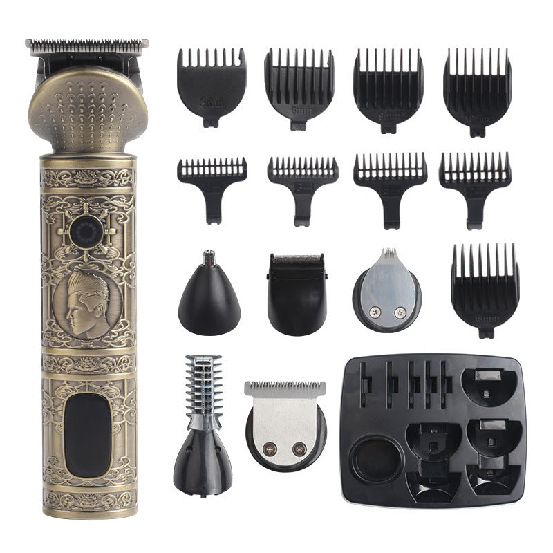 Vintage Electric Hair Trimmer & Multi-Grooming Kit with Multi-Length Attachments