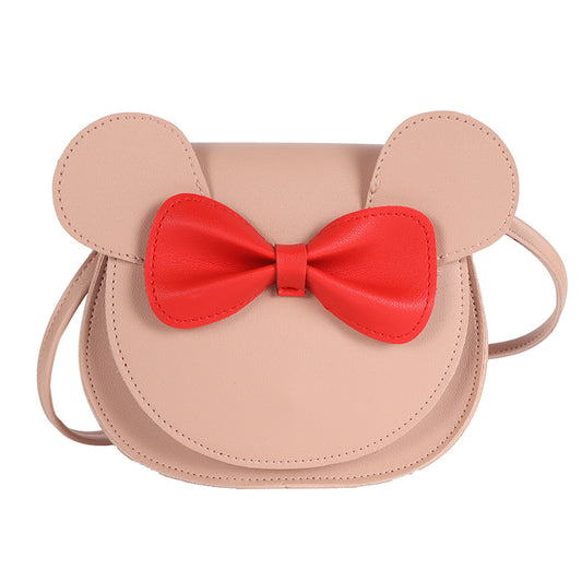 Adorable Bow Bear Crossbody Bag for Kids - khaki Small Shoulder Bag 13*13*5cm