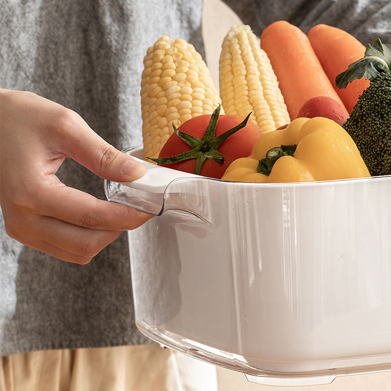 Two-Layer Drain Basket Colander - Small Size (White, 2 set)