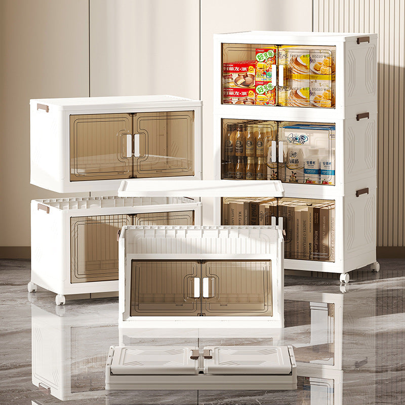 Stackable Storage Boxes with Transparent Doors - Modular Organizer for Home & Pantry 55*32*123cm (4 layer )