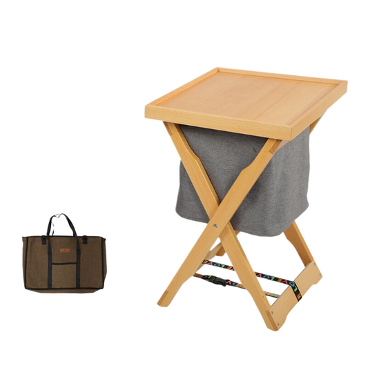 Outdoor Folding Desk With Storage Bag - Wood Colour