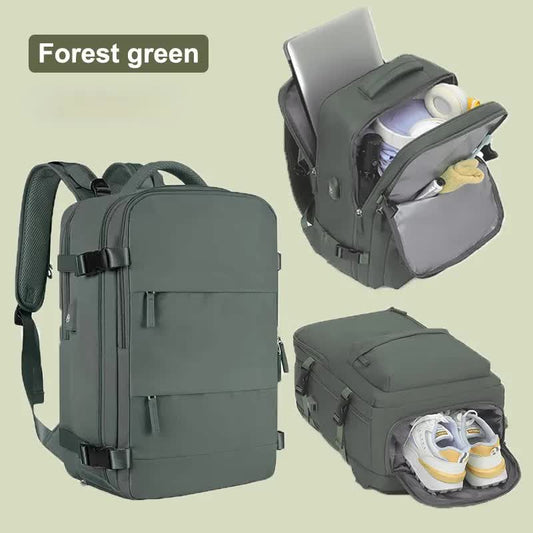 Multi-Compartment Travel Backpack with Shoe Storage and Wet-Dry Separation (Forest Green)31cm(L)*17cm(W)*42cm(H)