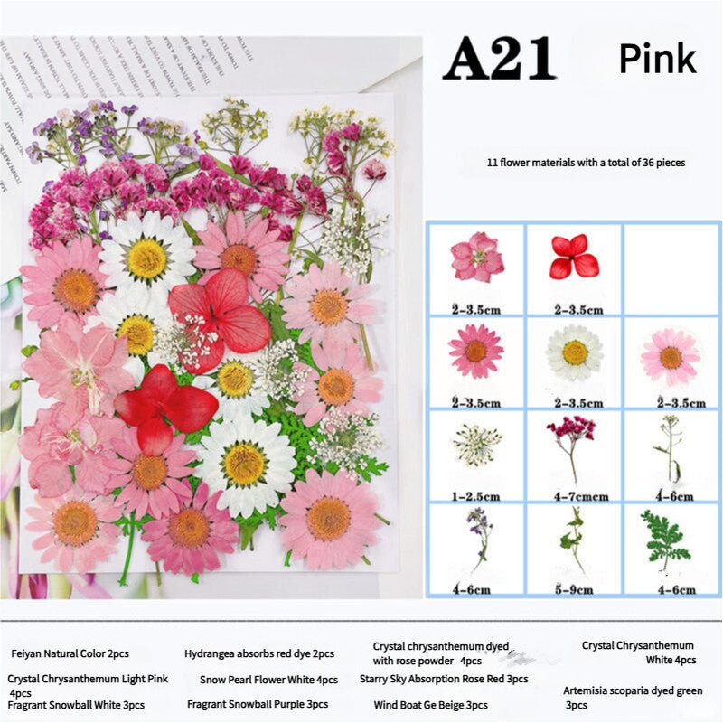 Pressed Dried Flower Craft Kit - Mixed Color Floral Collection for DIY Projects(A21 Pink)