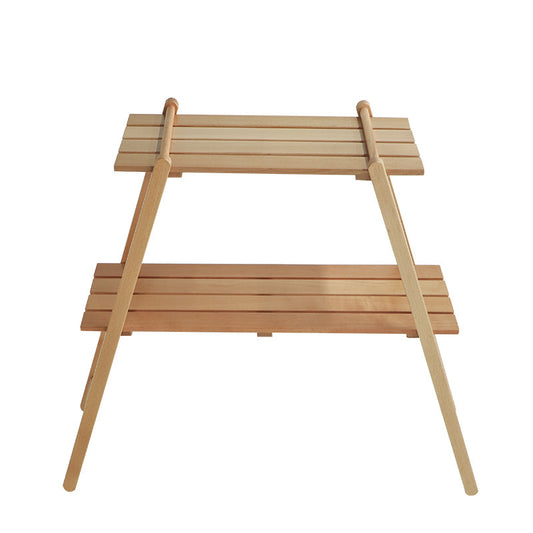 Multifunctional camping solid wood folding rack