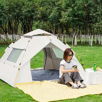 Off-white 2 Person Lightweight Camping Tent (200*150*125cm) | UV Protection Silver Coated, Dual Doors & Windows