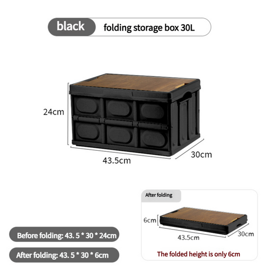 43.5*30*24 cm Collapsible Black Outdoor Storage Box | Large Capacity, Foldable to 6cm, Durable Design