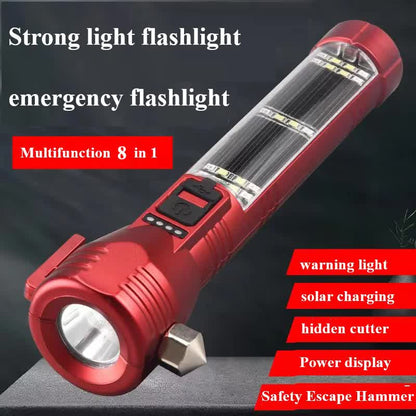 Multi-Functional Safety Flashlight– Rechargeable Waterproof Emergency Torch with USB Charging, High-Lumen for Outdoor and Survival Use (Red)