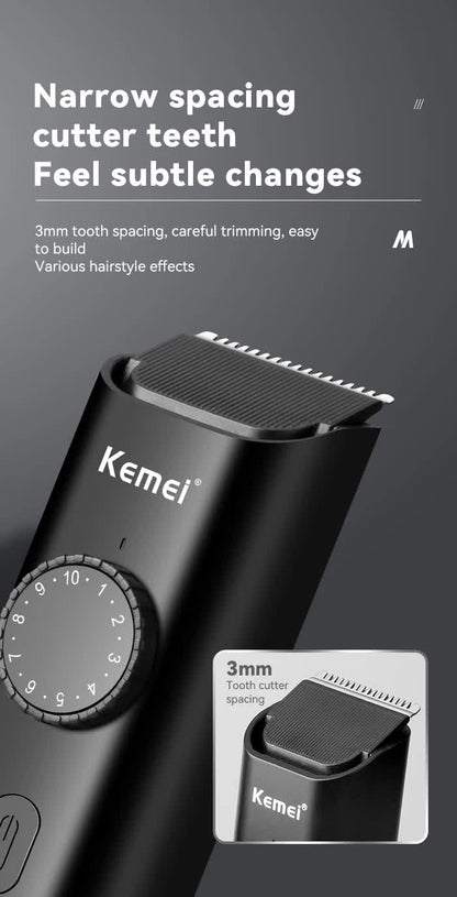 KM-1247 Rechargeable Hair and Beard Trimmer - Precision Grooming Kit with USB Charging Cable, Cleaning Brush, and Oil