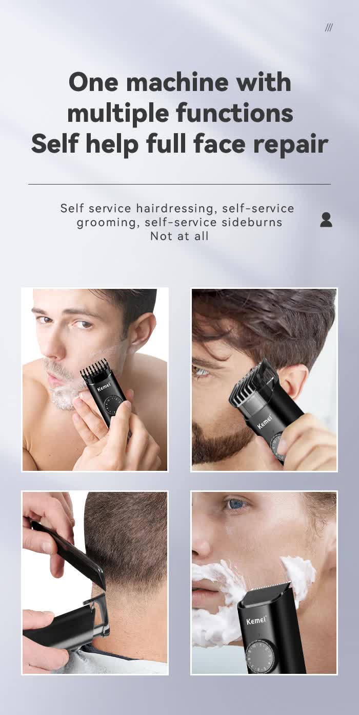 KM-1247 Rechargeable Hair and Beard Trimmer - Precision Grooming Kit with USB Charging Cable, Cleaning Brush, and Oil