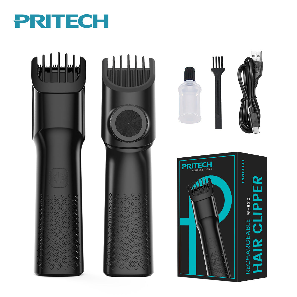 PRITECH Adjustable Length Hair Trimmer - USB Rechargeable Grooming Tool with DLC Coated Blade