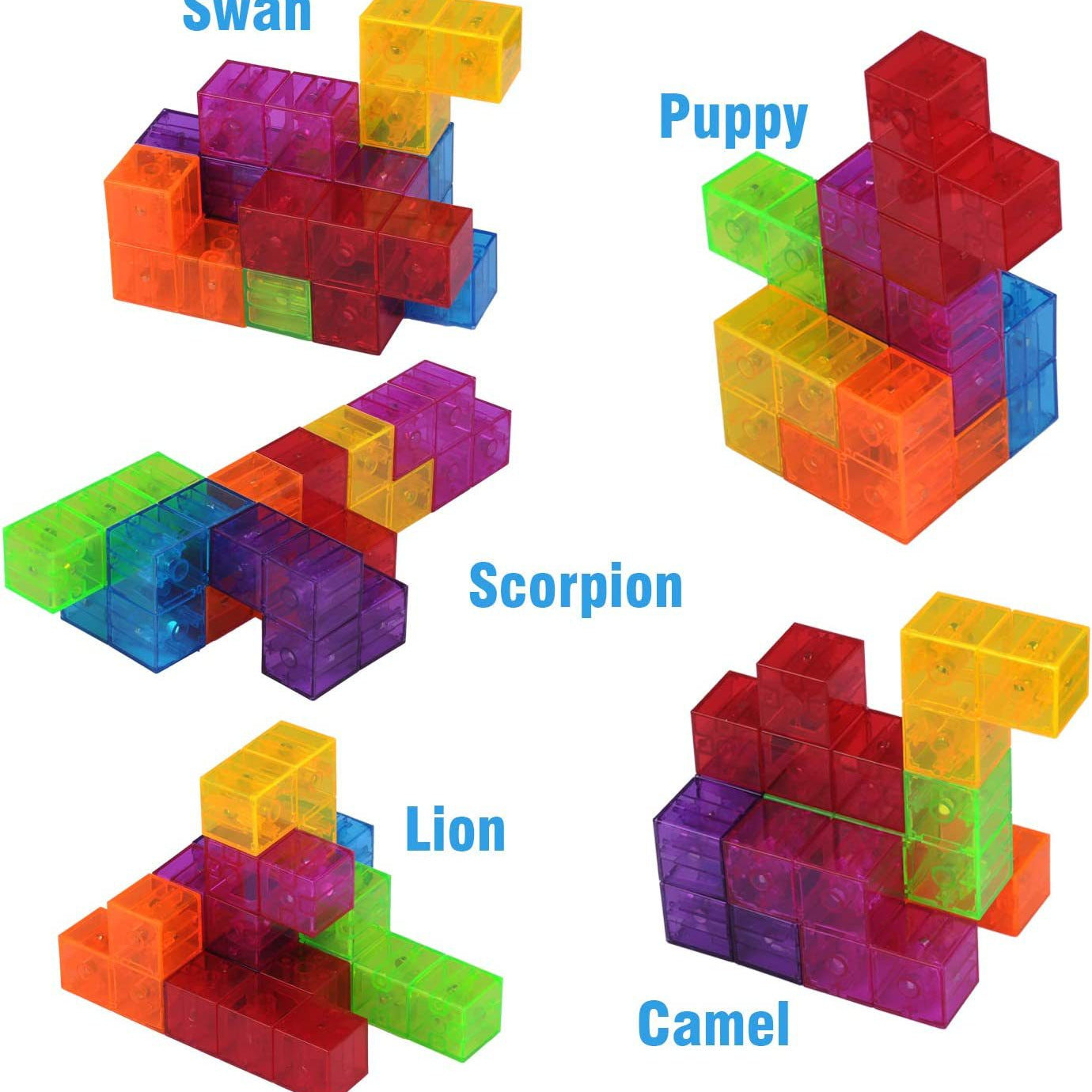 Magic Magnetic Cube Puzzle Set - 3D Rubik's Cube Building Blocks with Guide Cards for Creative Play