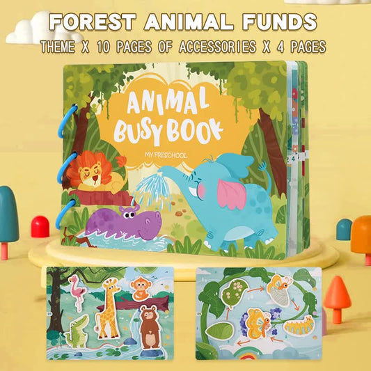 Interactive Busy Book Set - 2-pack of educational activity books for preschoolers on transport and animals