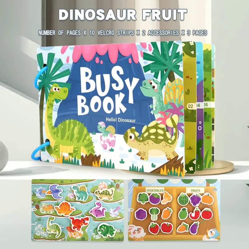 Themed Busy Book Set - Educational Activity Books for Preschool Learning (Farm, Vehicles, Dinosaurs, Ocean, and Forest,5 books in total)