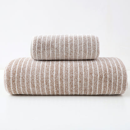 Luxury Cotton Striped Towel Set - 6 Piece Set (2 Hand Towels, 2 Bath Towels, 2 Washcloths), Ultra Soft and Absorbent  (Brown)