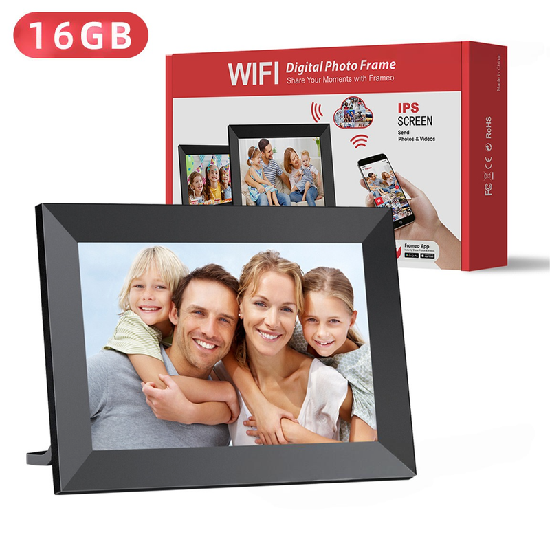 Black 16GB Storage 10-Inch WiFi Digital Photo Frame | HD Display + Remote Photo/Video Sharing via App |