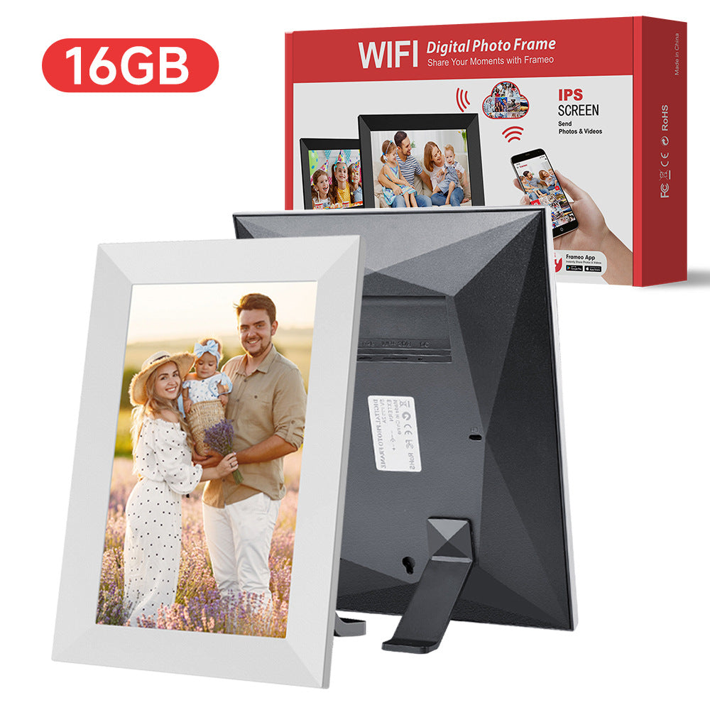 White 16GB Storage 10-Inch WiFi Digital Photo Frame | HD Display + Remote Photo/Video Sharing via App |