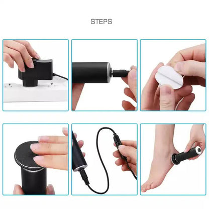 Black Electric Foot Callus Remover - Portable Pedicure Tool for Smooth Feet