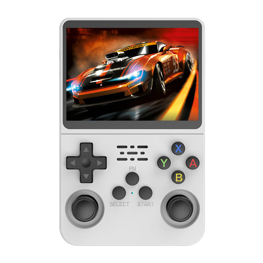 White Retro Portable Gaming Console with 128GB, 2 Memory Card - 3D Games, HD Display, and Dual Joysticks