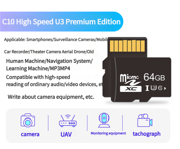 2PCS 64GB Micro SD Card C10-U3 High-Speed Memory Card - Ideal for MP3 Players, Cameras, Radios.and More