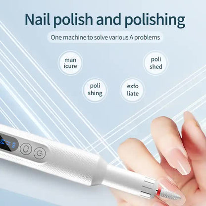 White Electric Nail Drill Machine M3 - 3-Speed Adjustable, USB-C Rechargeable, Manicure & Pedicure Tool with 6 Ceramic Drill Bits