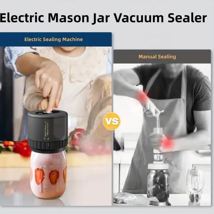 Portable Vacuum Sealer for Mason Jars,KZ-80S (Automatic stop) - White Electric Food Preservation Machine with  LED Display