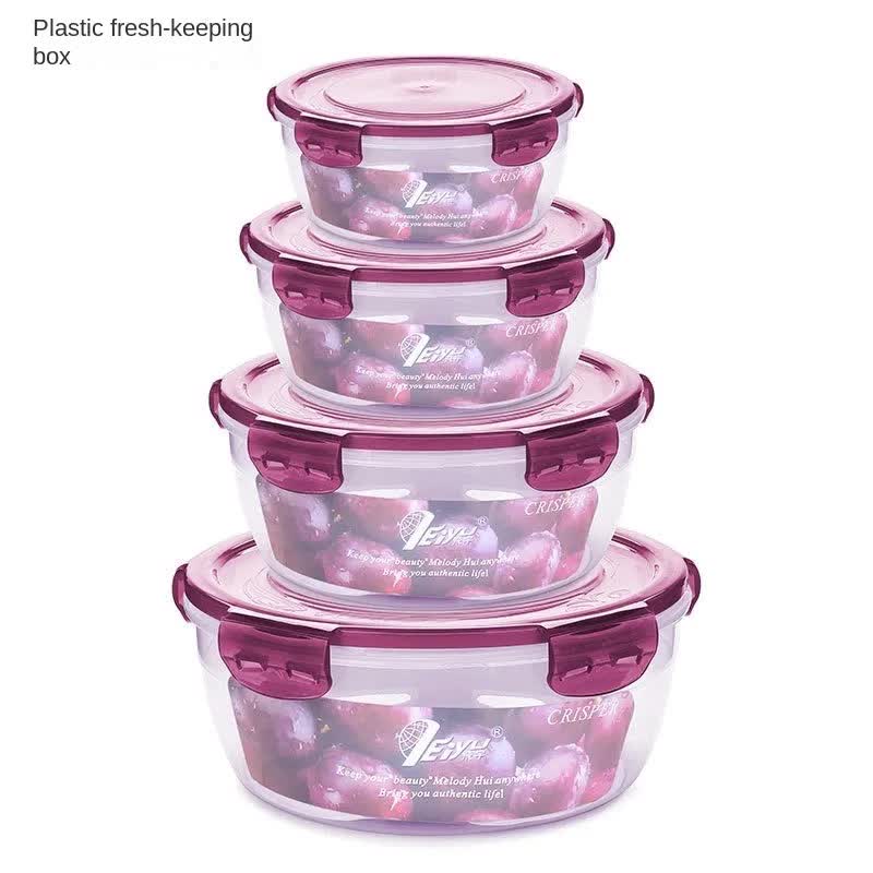 Purple Round Plastic Food Storage Containers Set - Microwave-Safe Bento Boxes with Airtight Lids for Kitchen and Fridge