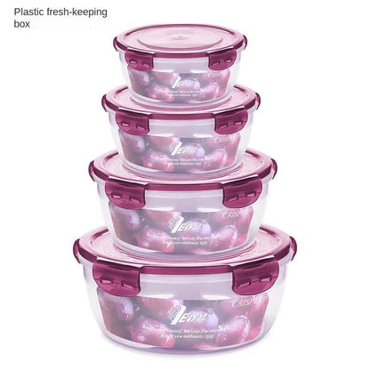 Purple Round Plastic Food Storage Containers Set - Microwave-Safe Bento Boxes with Airtight Lids for Kitchen and Fridge