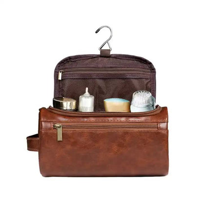 Brown Large Capacity Travel Toiletry Bag - Portable Waterproof Makeup Organizer for Business & Vacation