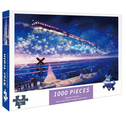 (2 PCS) 1000-Piece Star Train Jigsaw Puzzle - High Difficulty Stress-Relief  Toy