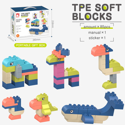 A2-TPE Soft Blocks Set - 85 Pieces Building Toy, Safe and Durable, for Children 3+ Years