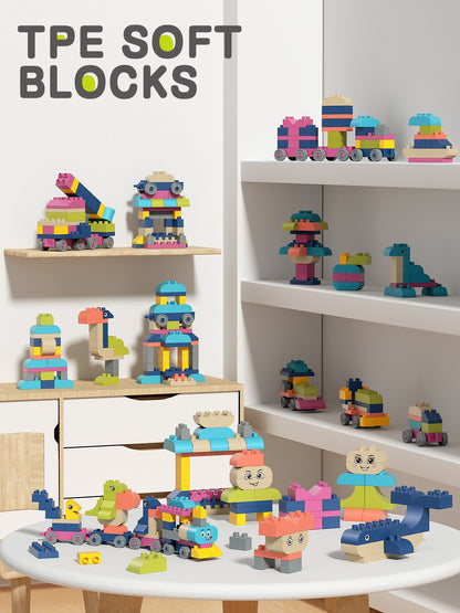 A2-TPE Soft Blocks Set - 85 Pieces Building Toy, Safe and Durable, for Children 3+ Years