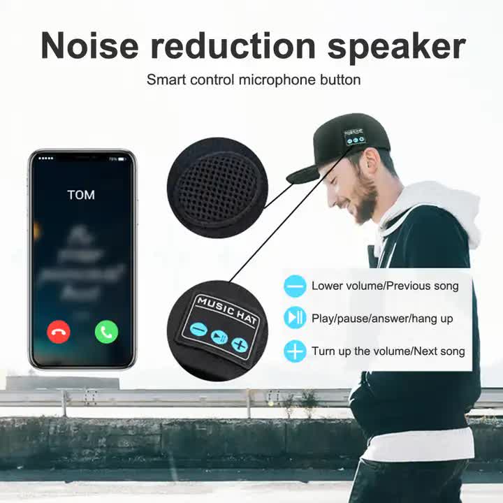 Black Wireless Speaker Hat - Bluetooth 5.4 Baseball Cap with Dual Speakers for Outdoor Sports and Music, Hands-Free Audio Experience