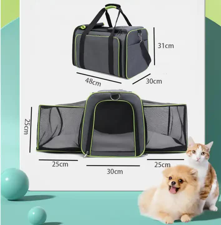 Gray Orange Foldable Portable Pet Carrier Bag - Large Capacity Travel Backpack for Cats and Small Dogs, Expandable Car Pet Bag, Handheld Pet Carrier for Outdoor Adventures