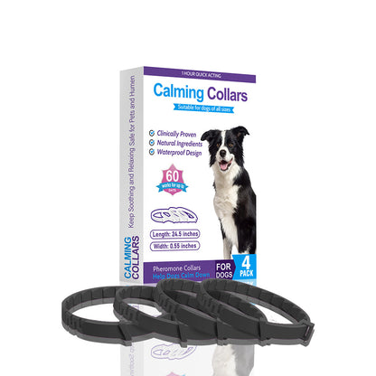 Black Calming Collars for Dogs - Natural Stress Relief, Adjustable, 4 Pack