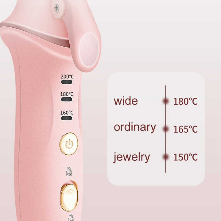 Pink Mini Cordless Hair Curler with Adjustable Heat Settings and USB Charging