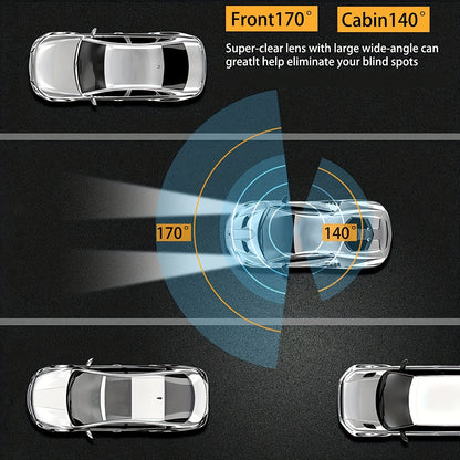 1080P Dual Dash Cam with Night Vision and G-Sensor - Motion Detection and Loop Recording