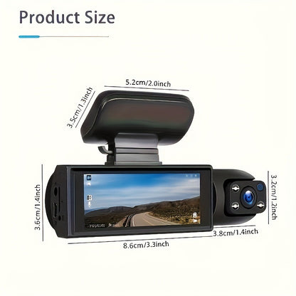 1080P Dual Dash Cam with Night Vision and G-Sensor - Motion Detection and Loop Recording