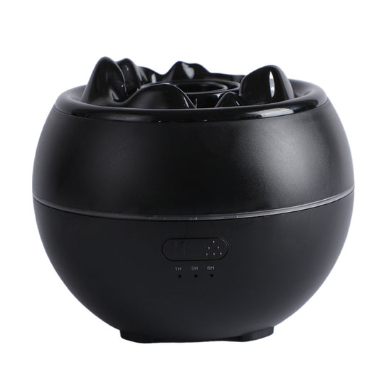 Volcanic Flame Aroma Diffuser (Black Ordinary Style)- 360ml Ultrasonic Humidifier with 7-Color LED Light and Adjustable Mist for Home and Office