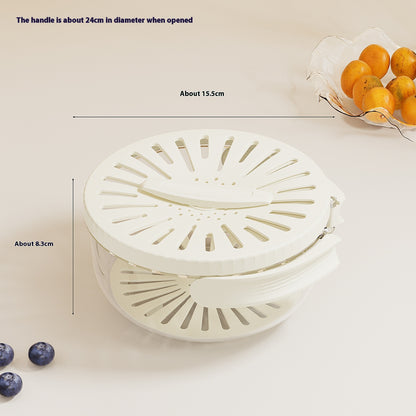 2PCS White Double-Layer Fruit and Vegetable Drain Basket - Multifunctional Collapsible Kitchen Strainer with Handle for Washing and Storage