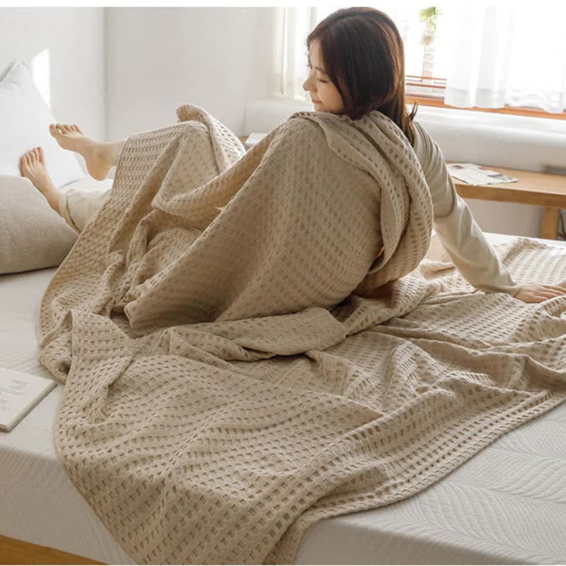 Cotton Waffle Blanket - Air Conditioning Blanket/Throw/Summer Quilt, 200*230cm,Gray