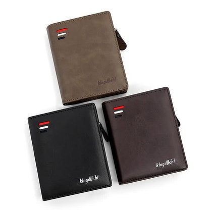 Dark Brown Men's RFID Blocking Leather Wallet - Slim and Compact Design