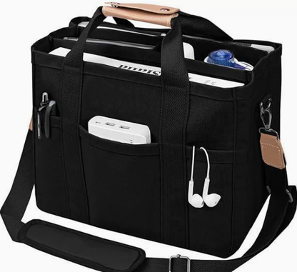 Black Multi-Functional Canvas Tote Bag with Adjustable Strap - Spacious and Durable