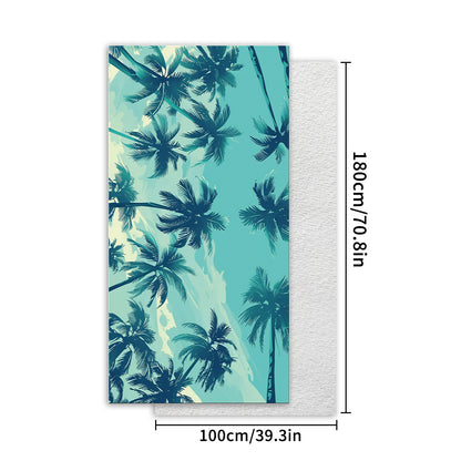 2 pcs Palm Frond Extra Large Microfiber Double-Sided Beach Towel, Quick-Drying and Portable