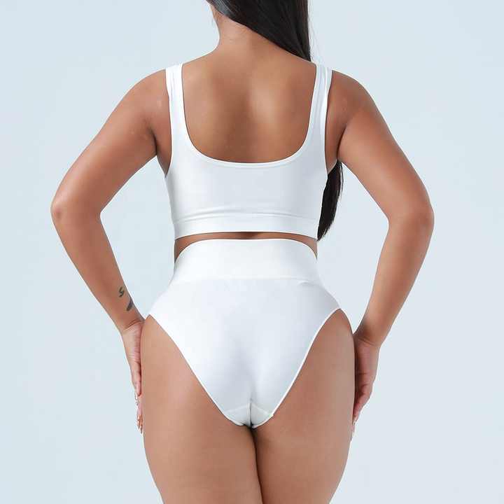 S Brown Seamless High-Waist Ribbed Bra & Panty Set - Wireless Stretchy Underwear