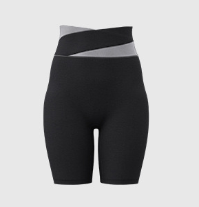 M Black Color-Block High-Waist Yoga Shorts - Seamless Scrunch Butt Anti-Chafing Workout Shorts