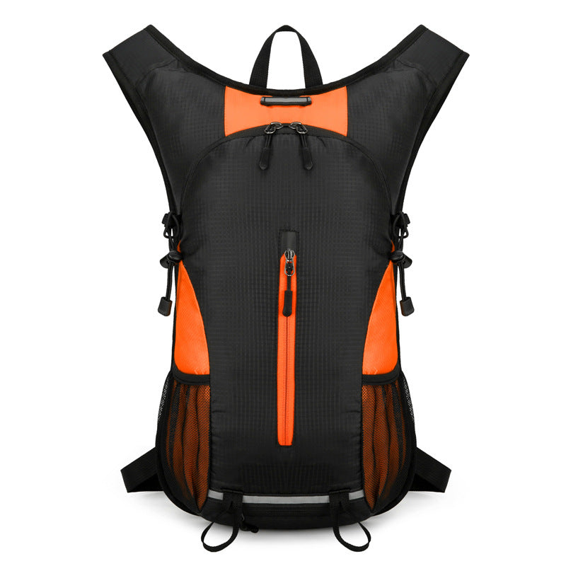 Black and Orange Patchwork Style Lightweight Outdoor Cycling Backpack - Durable and Water-Resistant Oxford Fabric, Large Capacity Sports Hiking Bag, Unisex Design